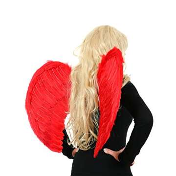 Yummy Bee Womens Angel Fairy Real Feather Costume Wings Deluxe Large 24" x 16" Red