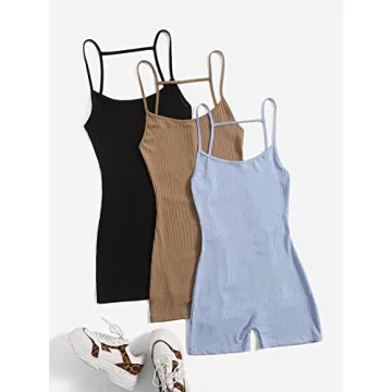 Floerns Women's 3 Piece Sleeveless Rompers for Summer Fun
