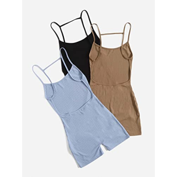Floerns Women's 3 Piece Sleeveless Rompers for Summer Fun