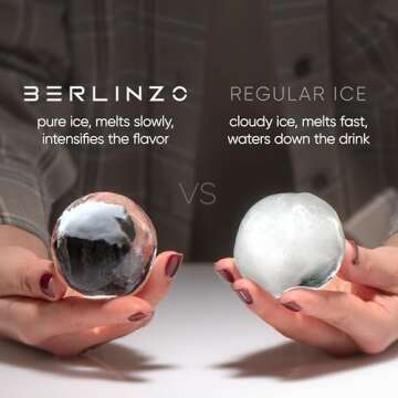 Berlinzo Premium Clear Ice Ball Maker Mold - Large 2.4-inch Crystal Clear Ice Balls for Whiskey Cock...