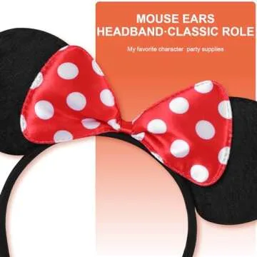 20 Pack Mouse Ears Solid Bow ears Headband for Birthday Party Supplies and Mouse Themed costume Cosplay Decoration