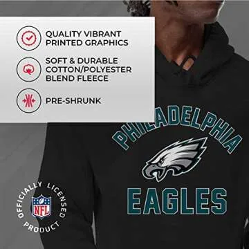 Team Fan Apparel NFL Adult Gameday Hooded Sweatshirt - Poly Fleece Cotton Blend - Stay Warm and Represent Your Team in Style (Philadelphia Eagles - Black, XX-Large)
