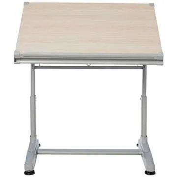 Stand Up Desk Store Adjustable Height and Angle Drafting Table Drawing Desk with Large Surface (Silver Frame/Birch Top, 40" W X 26" D)
