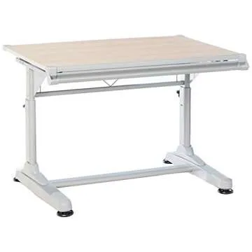 Stand Up Desk Store Adjustable Height and Angle Drafting Table Drawing Desk with Large Surface (Silver Frame/Birch Top, 40" W X 26" D)