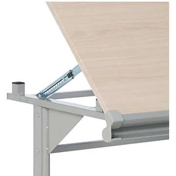 Stand Up Desk Store Adjustable Height and Angle Drafting Table Drawing Desk with Large Surface (Silver Frame/Birch Top, 40" W X 26" D)