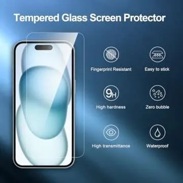 NEW'C [3 Pack Designed for iPhone 16,15 (6.1 inches) Screen Protector Tempered Glass with easy installation tool included,Case Friendly Ultra Resistant