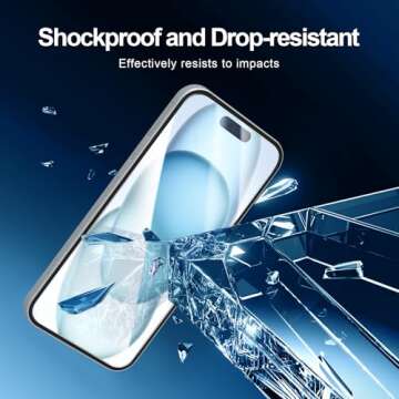 NEW'C [3 Pack Designed for iPhone 16,15 (6.1 inches) Screen Protector Tempered Glass with easy installation tool included,Case Friendly Ultra Resistant