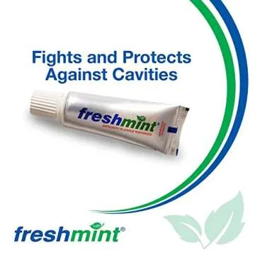 144 Tubes of Freshmint 0.6 oz. Anticavity Fluoride Toothpaste, Metallic Tube, Tubes do not have Individual Boxes for Extra Savings, Travel Size