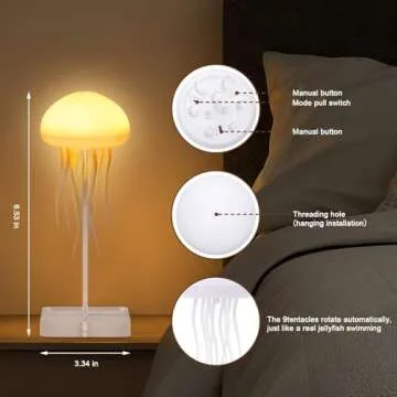 Jellyfish Lamp, Voice Control Jellyfish Lamp with Dancing Legs, RGB Gradient Jellyfish Bedside Lamp, Rechargeable Jellyfish Table Lamp with Touch Sensor, Christmas Gifts (Hanging + Base)
