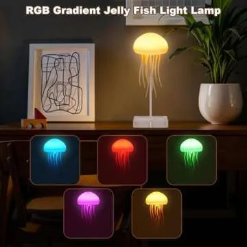 Jellyfish Lamp, Voice Control Jellyfish Lamp with Dancing Legs, RGB Gradient Jellyfish Bedside Lamp, Rechargeable Jellyfish Table Lamp with Touch Sensor, Christmas Gifts (Hanging + Base)