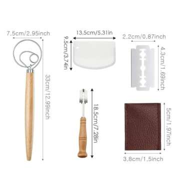 Bread Lame Danish Dough Whisk Set With 5 Replacement Blades Dough Scraper and Leather Protective Cov...