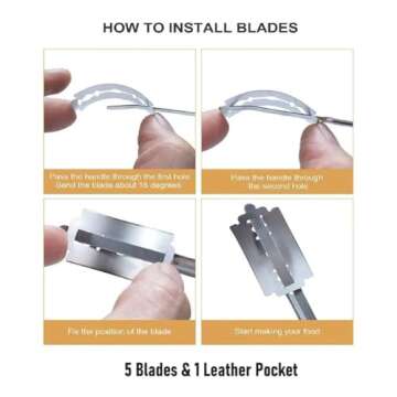 Bread Lame Danish Dough Whisk Set With 5 Replacement Blades Dough Scraper and Leather Protective Cover Bread Making Tools Scoring Bread Knife Set for Pastry, Baking Cake, Dessert, Sourdough, Pizza