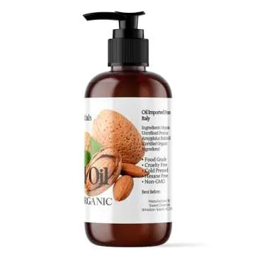 Organic Sweet Almond Oil - 100% Pure & Cold Pressed
