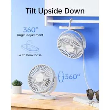 SWEETFULL USB Desk Fan Compact Quiet 3 Speeds 5 Inch