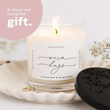 ThreeKin Warm Hugs Scented Candles for Home, Natural Soy Wax, Relaxing Aromatherapy Gifts, Essential Oils Scented, Long-Lasting Candle Burns for 75-Hours, Designed in USA, Lemongrass Lavender Scent