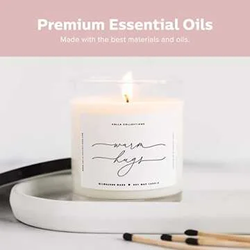 ThreeKin Warm Hugs Scented Candles for Home, Natural Soy Wax, Relaxing Aromatherapy Gifts, Essential Oils Scented, Long-Lasting Candle Burns for 75-Hours, Designed in USA, Lemongrass Lavender Scent