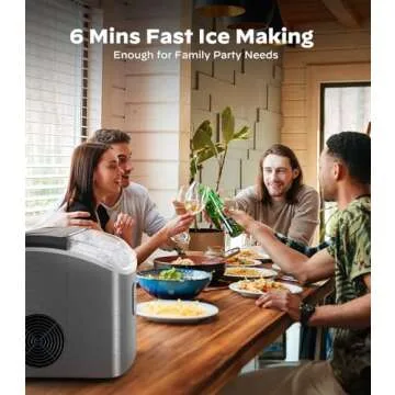 Nugget Ice Maker Countertop, Silonn Chewable Pellet Ice Machine with Self Cleaning Function, Pebble Portable Ice Maker with Ice Scoop for Home Kitchen Office, Stainless Steel