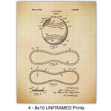 Vintage Baseball Patent Art Prints - Chic Home Decor