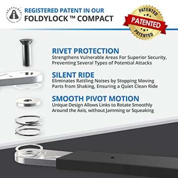 FoldyLock Compact Folding Bike Locks - Set of 2 Matching Bike Locks with 6 Identical Keys - Patented Lightweight Heavy Duty Anti Theft Locks with Carrying Cases for Bicycles and E-Bikes - 85 cm