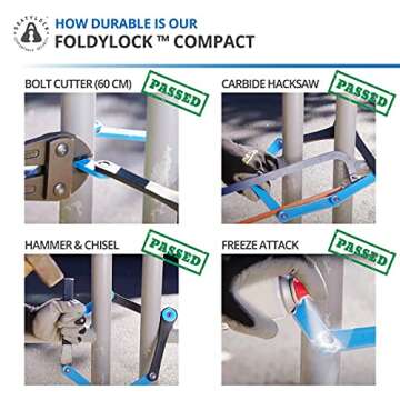 FoldyLock Compact Folding Bike Locks - Set of 2 Matching Bike Locks with 6 Identical Keys - Patented Lightweight Heavy Duty Anti Theft Locks with Carrying Cases for Bicycles and E-Bikes - 85 cm