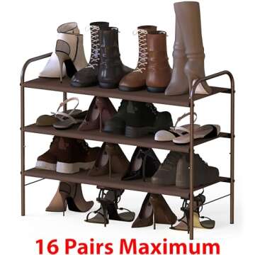 Simple Houseware 3-Tier Shoe Rack Storage Organizer, Bronze