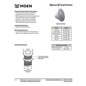 Moen Polished Nickel Air Switch Decorative Button