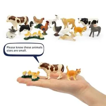 Toymany 14PCS 0.6-2.5" Tiny Farm Animal Figures Toy, Detailed Texture Farm Figurines Cake Topper, Ea...