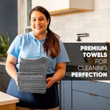 12" x 12" MW Pro Multi-Surface Microfiber Cleaning Cloths | Gray - 12 Pack | Premium Microfiber Towels for Cleaning Glass, Kitchens, Bathrooms, Automotive, Supplies & Products