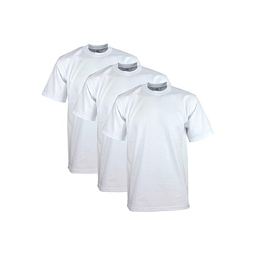 Pro Club Men's 3-Pack Heavyweight Cotton Short Sleeve Crew Neck T-Shirt, White, X-Large