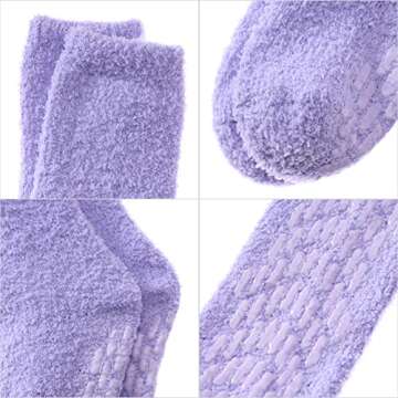 MQELONG Cozy Fluffy Slipper Socks for Women with Grips
