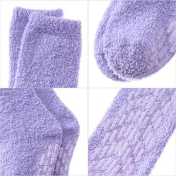 MQELONG Cozy Fluffy Slipper Socks for Women with Grips