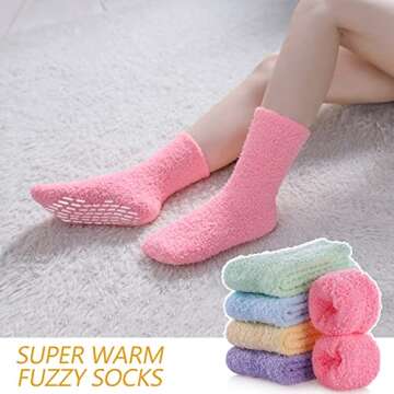 MQELONG Cozy Fluffy Slipper Socks for Women with Grips