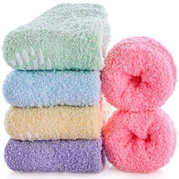 MQELONG Cozy Fluffy Slipper Socks for Women with Grips