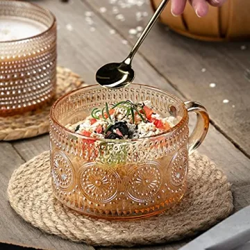 Gezzeny Vintage Coffee Mugs Elegant 14 Oz Set of 2