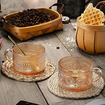 Gezzeny Vintage Coffee Mugs Elegant 14 Oz Set of 2