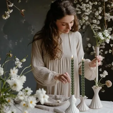 Elegant MAITREYA Olive Green Spiral Taper Candles