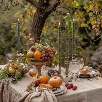 Elegant MAITREYA Olive Green Spiral Taper Candles