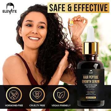 Elevate Multi-Peptide Hair Growth Serum Caffeine + Biotin Peptide Density for Fuller Thicker Visibly Longer Natural Hair Regrowth – Vegan Safe & Gentle Scalp Serum Formula Treatment for Thinning Loss