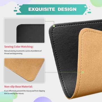 Premium PU Mouse Pad with Non-Slip Base for All Mice