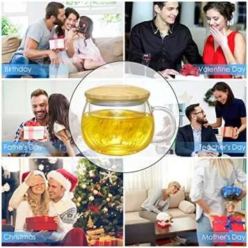 Lezero Glass Tea Infuser Cup for Blooming Teas and More
