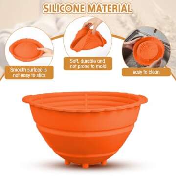 Domensi 10 Pcs 5 Inch Silicone Mini Banneton Bread Proofing Basket Collapsible Sourdough Baking Round Small Banneton Basket for Sourdough Bread Soup Bowls(Multicolor)