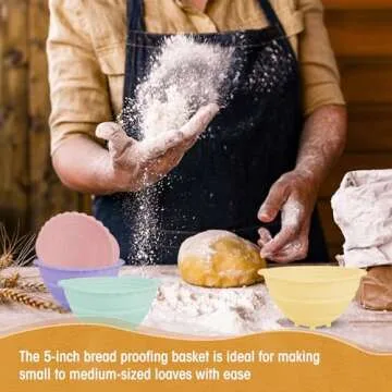 Domensi 10 Pcs 5 Inch Silicone Mini Banneton Bread Proofing Basket Collapsible Sourdough Baking Round Small Banneton Basket for Sourdough Bread Soup Bowls(Multicolor)