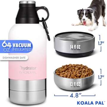 KOALA PAL Portable Dog Water Bottle w/Bottle Sleeve, Strap + Dog Bowls - Dog Travel Water Bottle + T...
