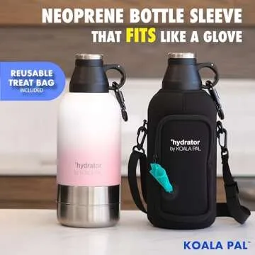 KOALA PAL Portable Dog Water Bottle w/Bottle Sleeve, Strap + Dog Bowls - Dog Travel Water Bottle + Travel Dog Bowls, Dog Water Bowl Dispenser, Travel Accessories for Dogs (Ombre Pink, 64 OZ)
