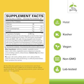 Terry Naturally Curamin Extra Strength - 60 Tablets - Non-Addictive Pain Relief Supplement with Curc...