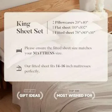 DAPU Pure Linen Sheets Set, 100% French Linen from Normandy, Breathable and Durable for Hot Sleepers, 4 Pcs Set - 1 Flat Sheet, 1 Fitted Sheet, 2 Pillowcases (Natural Linen, King)