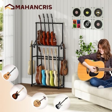 MAHANCRIS Guitar Stand with Adjustable Storage for Guitars