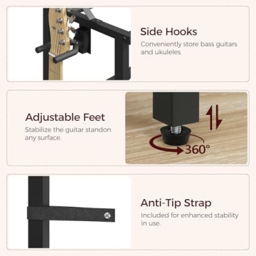 MAHANCRIS Guitar Stand with Adjustable Storage for Guitars