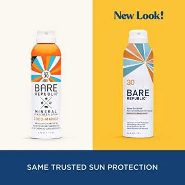 Bare Republic Mineral Sunscreen SPF 30 Sunblock Spray, Sheer and Non-Greasy Finish, Coconut Mango Scent, 6 Fl Oz