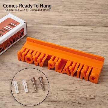 Noahrk Now Playing Vinyl Record Wall Holder - Now Playing Vinyl Record Stand - Vinyl Record Wall Mount Display Vinyl Wall Mount Record Shelf Hanging Wall Record Display Storage LP Holder (Orange)